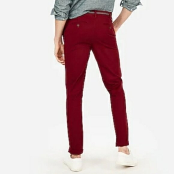 Express Maroon Stretch+ 365 Comfort Chino Pants Size 33 x 30 - Picture 2 of 10
